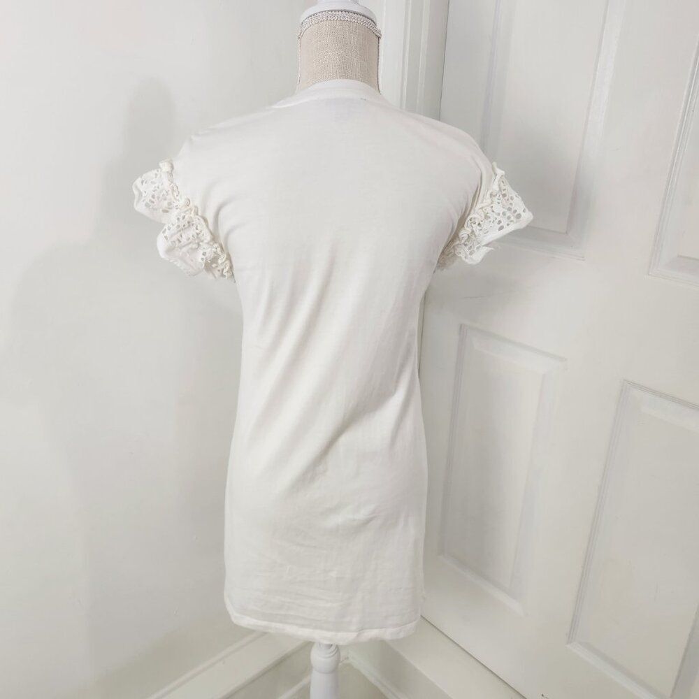 All Saints Dress Womens XS White Trixi Ruffle Eyelet Sleeves Mini Resortwear - Picture 12 of 13